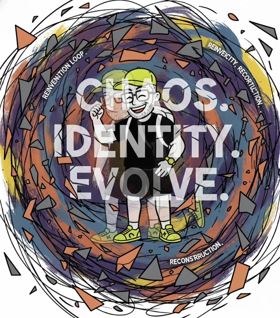 How chaos forces reinvention of identity — each shock demands a new version of me.